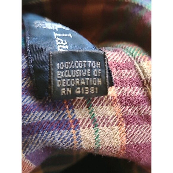 Vintage Polo Ralph Lauren Cotton Flannel Shirt Medium Green Blue Red Plaid 90s - Picture 10 of 11